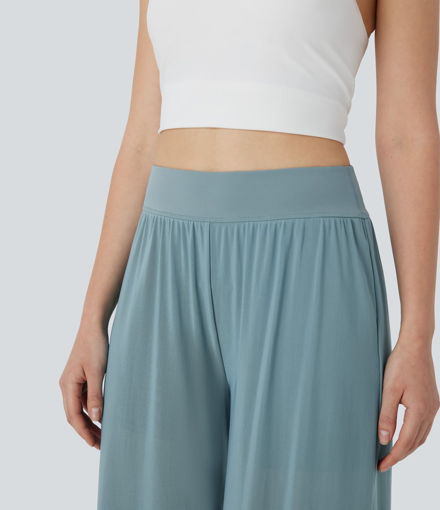 High Waisted 2-in-1 Mesh Wide Leg Flowy Dance Pants