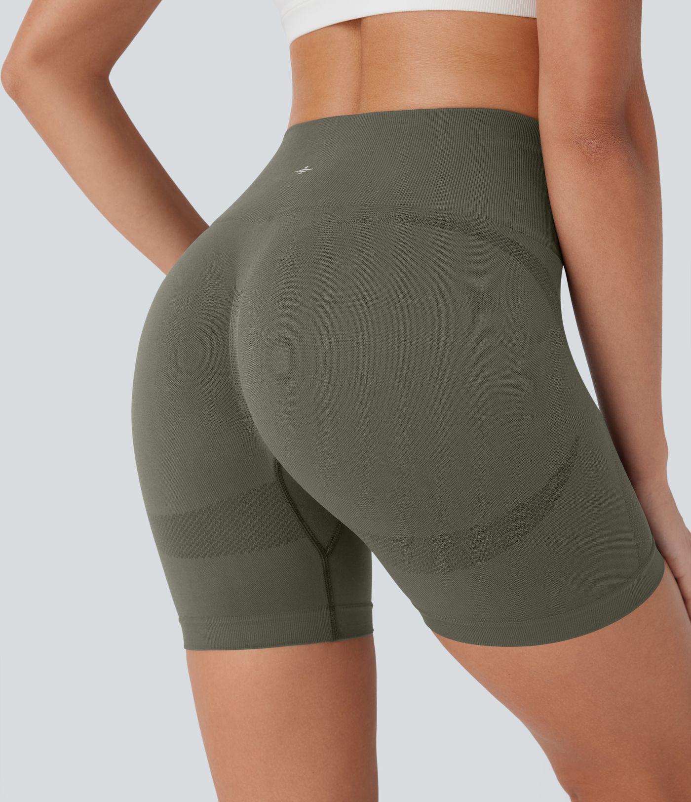 Shorts de yoga tipo biker de tiro alto sin costuras y con detalles fruncidos
