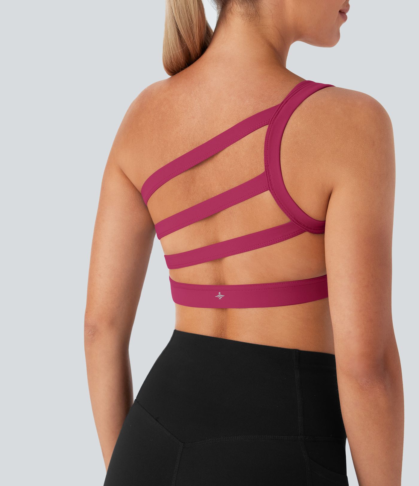 SoftlyZero™ Plush Low Support Asymmetric One Shoulder Skinny Cropped Yoga Sports Bra A-C Cups