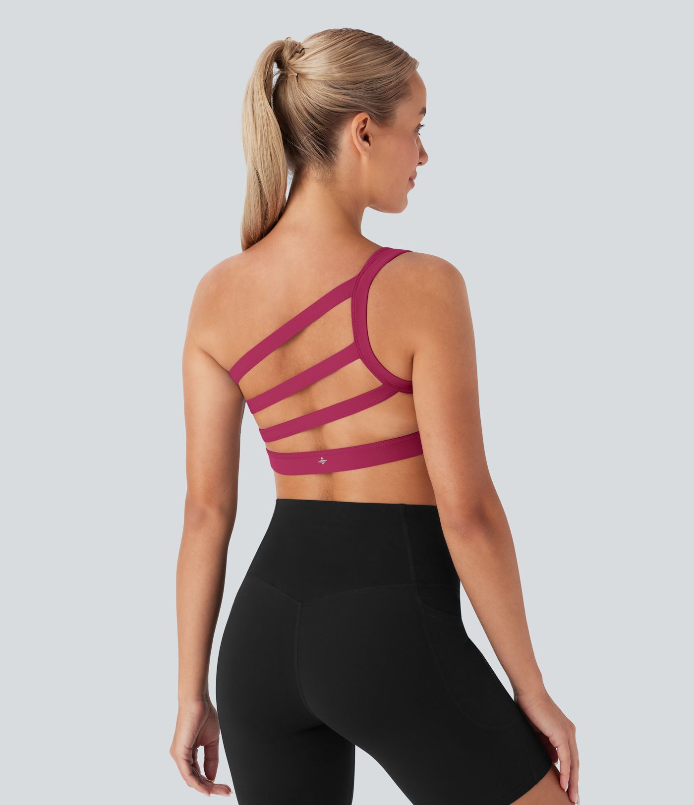 SoftlyZero™ Plush Low Support Asymmetric One Shoulder Skinny Cropped Yoga Sports Bra A-C Cups