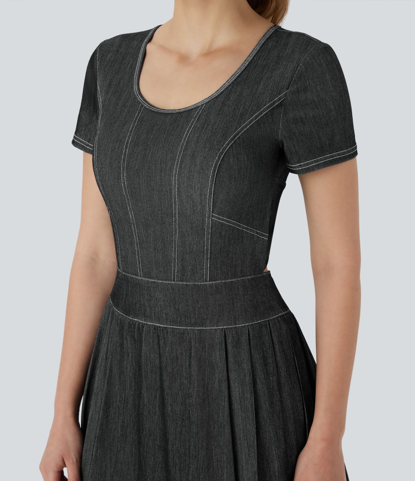 Halara Flex™ Pleated Hem 2-in-1 Cool Touch Washed Denim Tennis Active Dress with Pockets