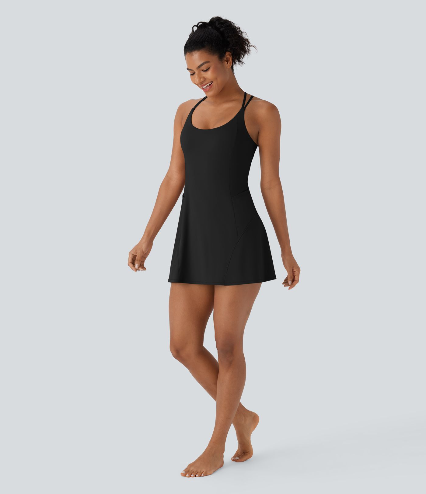 SoftlyZero™ Vestido Activo de Baile de Corte Aéreo con Bolsillo Recortado 2 en 1-Edición Súper Fácil al Tacto Fresco