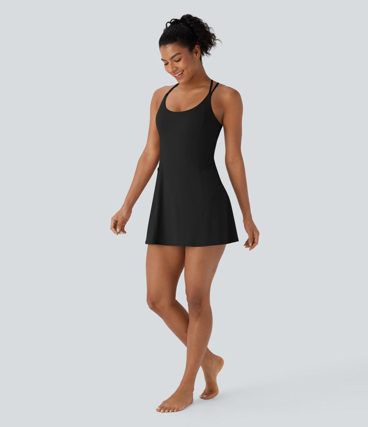 SoftlyZero™ Vestido Activo de Baile de Corte Aéreo con Bolsillo Recortado 2 en 1-Edición Súper Fácil al Tacto Fresco
