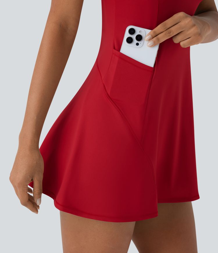 Softlyzero™ Airy - Rückenfreies 2-in-1 Tanz-Minikleid mit Seitentaschen, Cut-Outs und Cool-Touch - Easy Peezy Edition