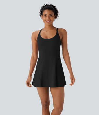SoftlyZero™ Vestido Activo de Baile de Corte Aéreo con Bolsillo Recortado 2 en 1-Edición Súper Fácil al Tacto Fresco