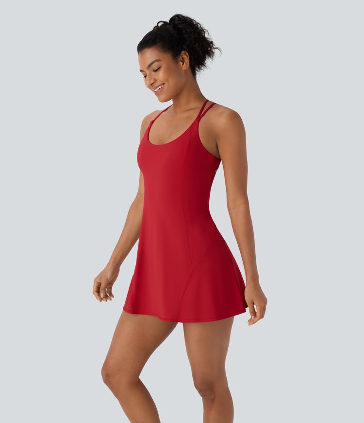 Softlyzero™ Airy Backless Cut Out Side Pocket 2-in-1 Cool Touch Mini Dance Active Dress-Easy Peezy Edition