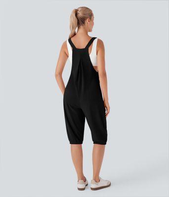 Shorts casuales con botones y tirantes ajustables con múltiples bolsillos