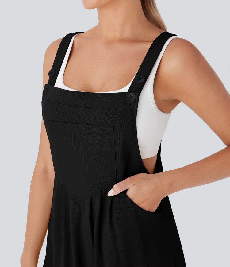 Waffle Casual Shortalls with Pockets