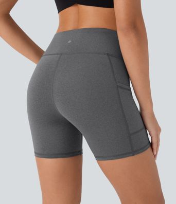 Short cycliste de yoga taille haute chiné à séchage rapide avec poches latérales 12,5 cm