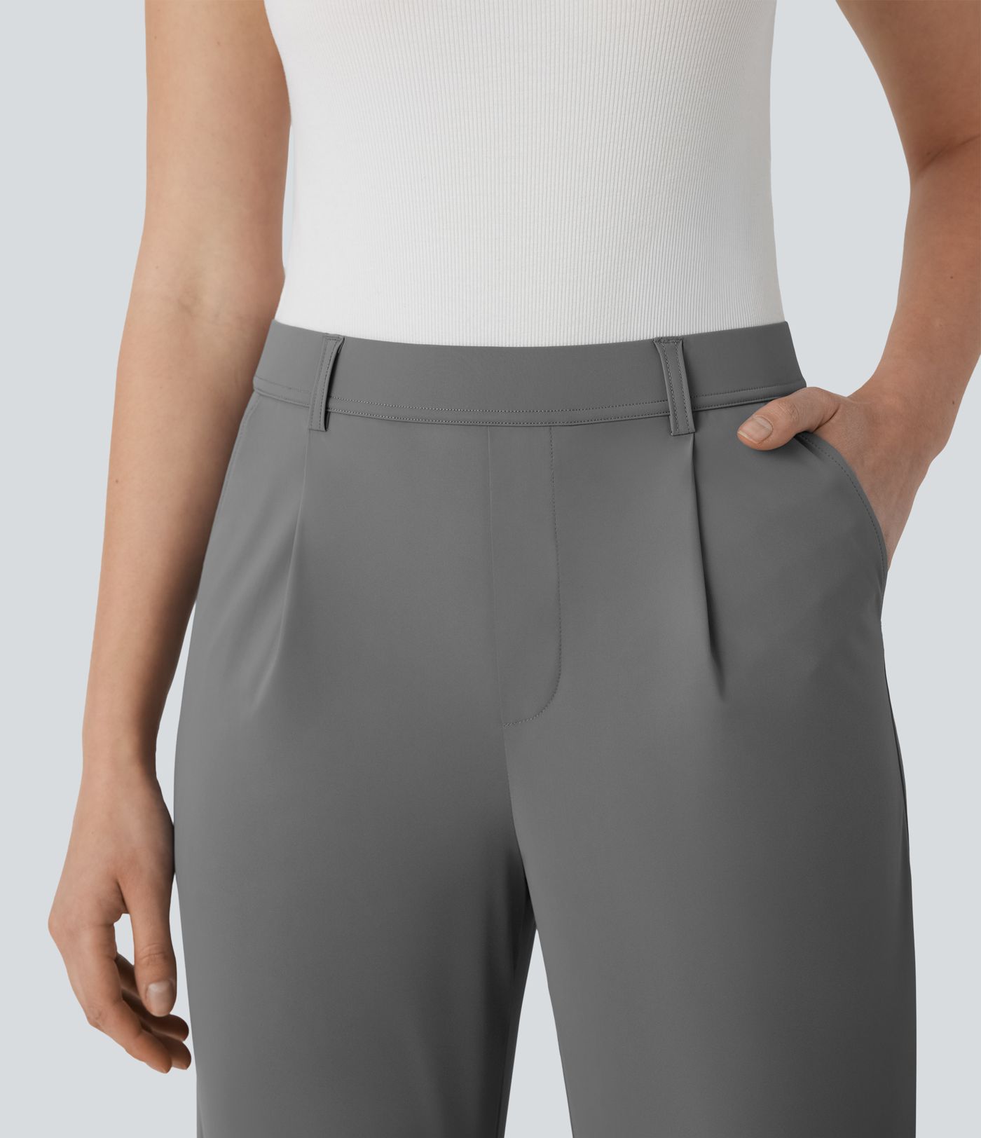 High Waisted Pocket Straight Leg Cool Touch Work Pants