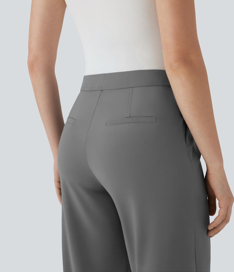 High Waisted Pocket Straight Leg Cool Touch Work Pants