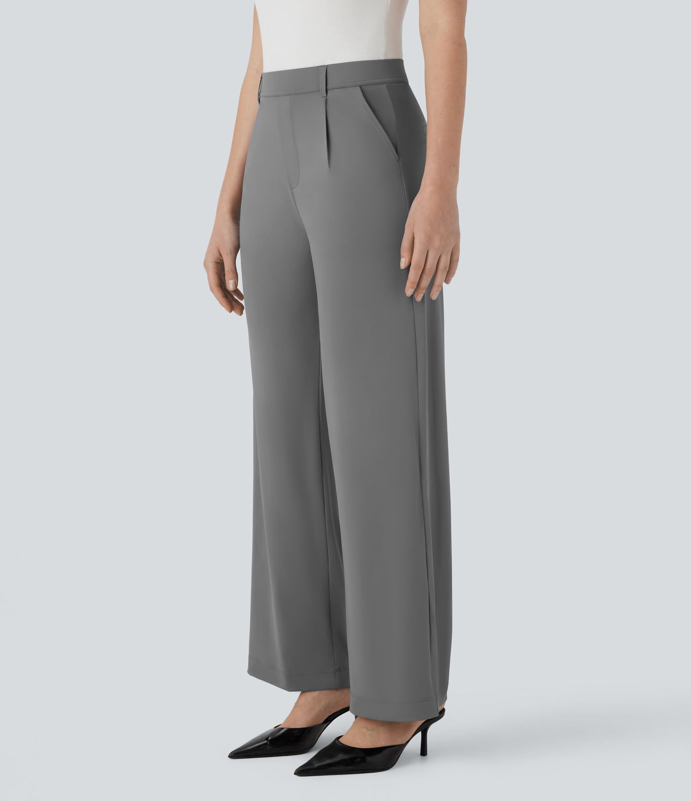 High Waisted Pocket Straight Leg Cool Touch Work Pants