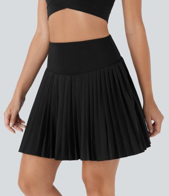 Breezeful™ SoCinched Hohe Taille Bauchkontrolle Plissierte 2-in-1 Schnelltrocknende Mini-Tennisrock mit Taschen