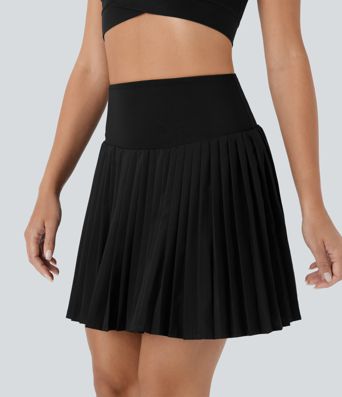 Breezeful™ SoCinched Hohe Taille Bauchkontrolle Plissierte 2-in-1 Schnelltrocknende Mini-Tennisrock mit Taschen