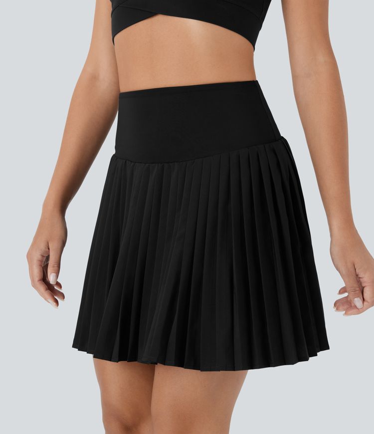 Breezeful™ SoCinched Hohe Taille Bauchkontrolle Plissierte 2-in-1 Schnelltrocknende Mini-Tennisrock mit Taschen
