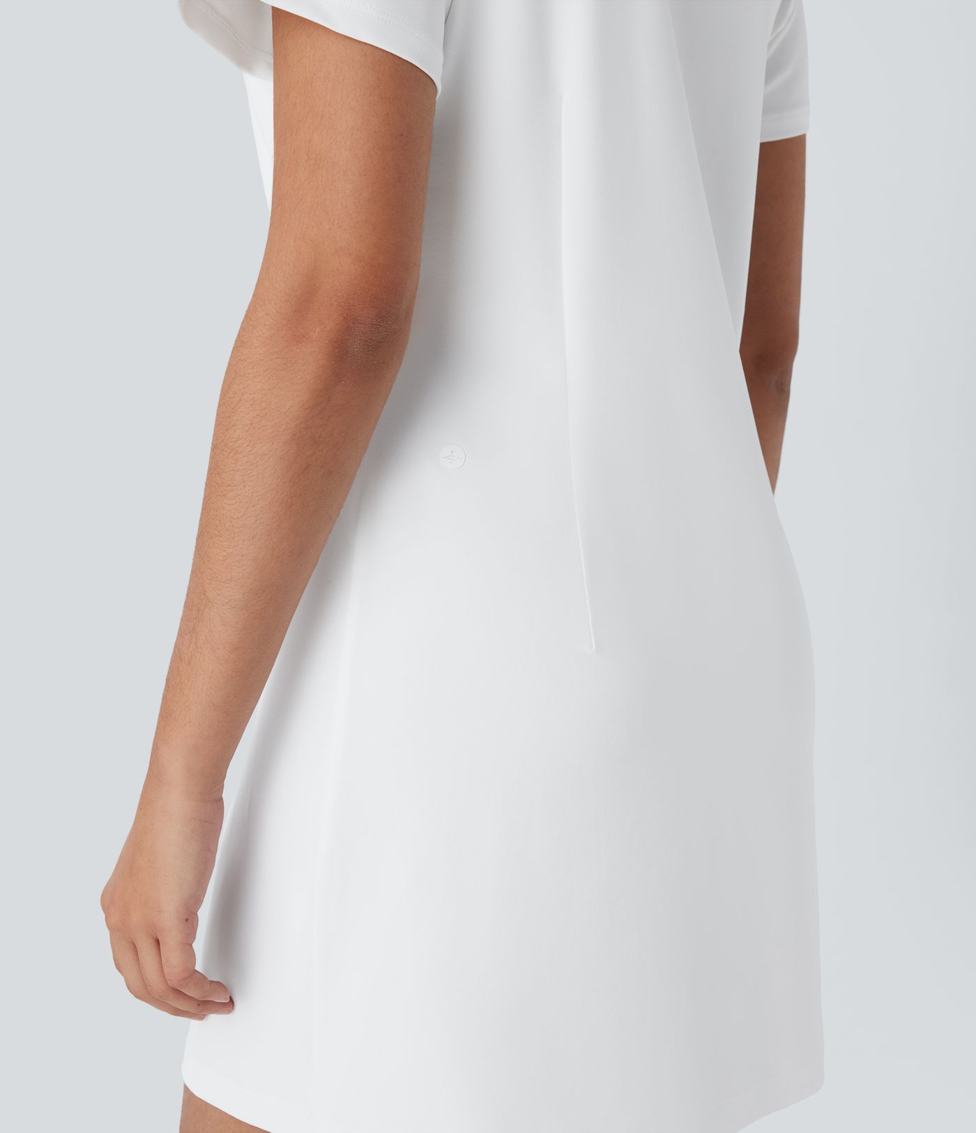 Einfarbiges Mini-Casual-T-Shirt-Kleid mit Rundhalsausschnitt und kurzen Ärmeln