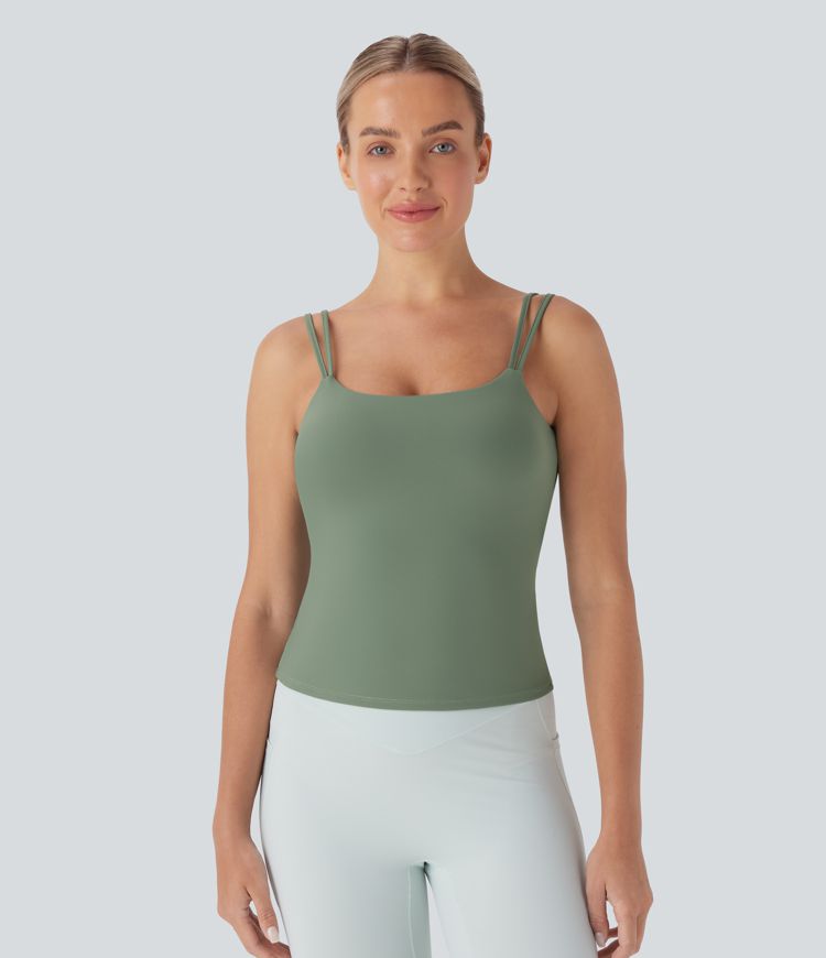 Double Straps Backless Twisted Yoga Tank Top