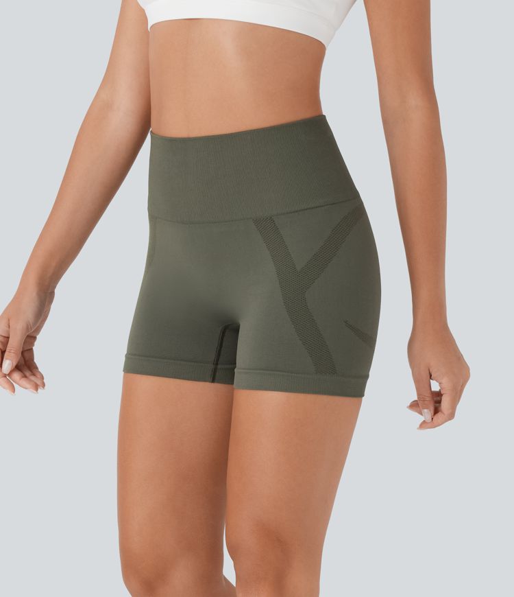 Seamless Flow High Waisted Ruched Yoga Biker Shorts 3''
