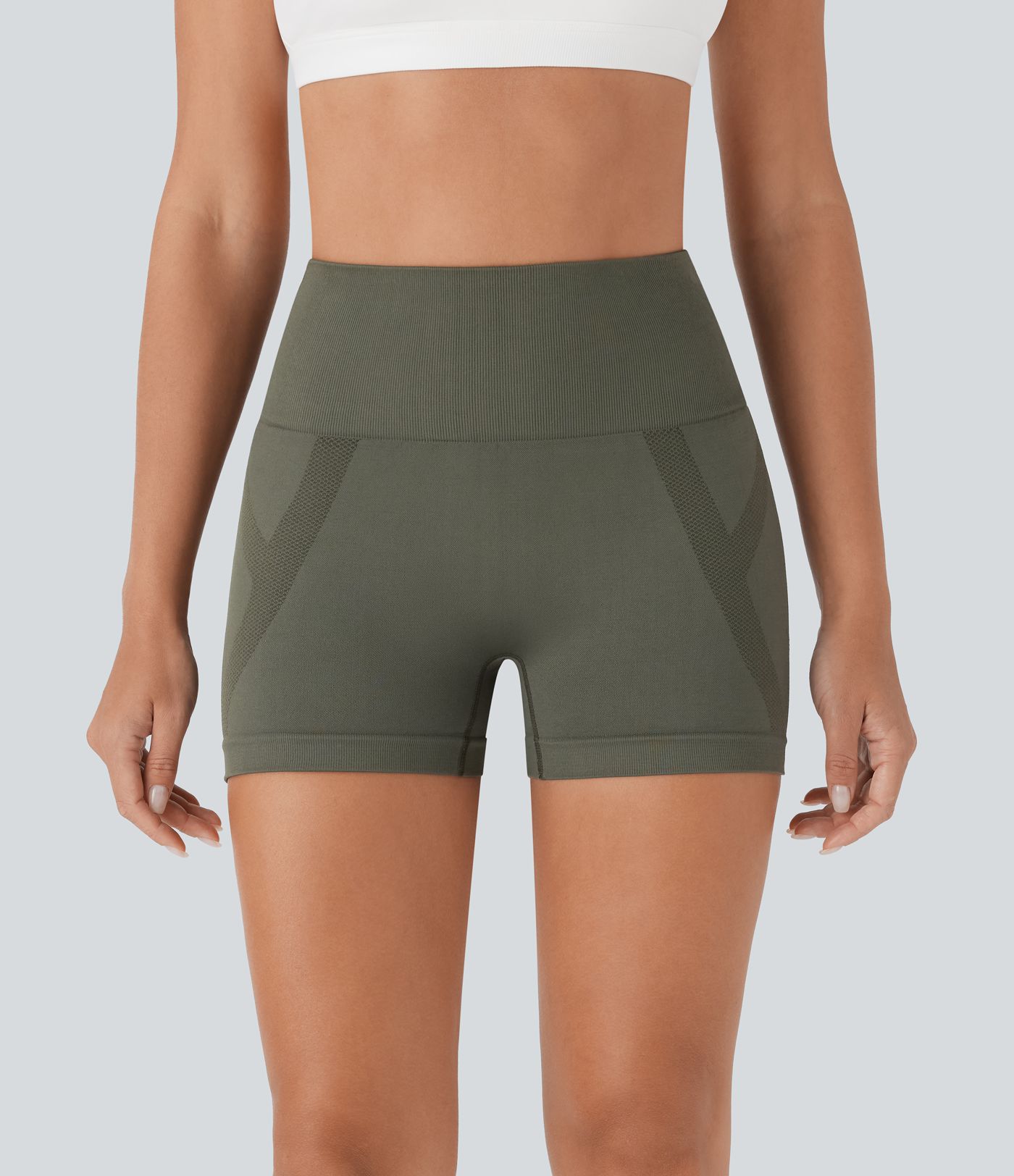 Short cycliste yoga 7,5 cm taille haute froncé sans couture OneForm Seamless Flow