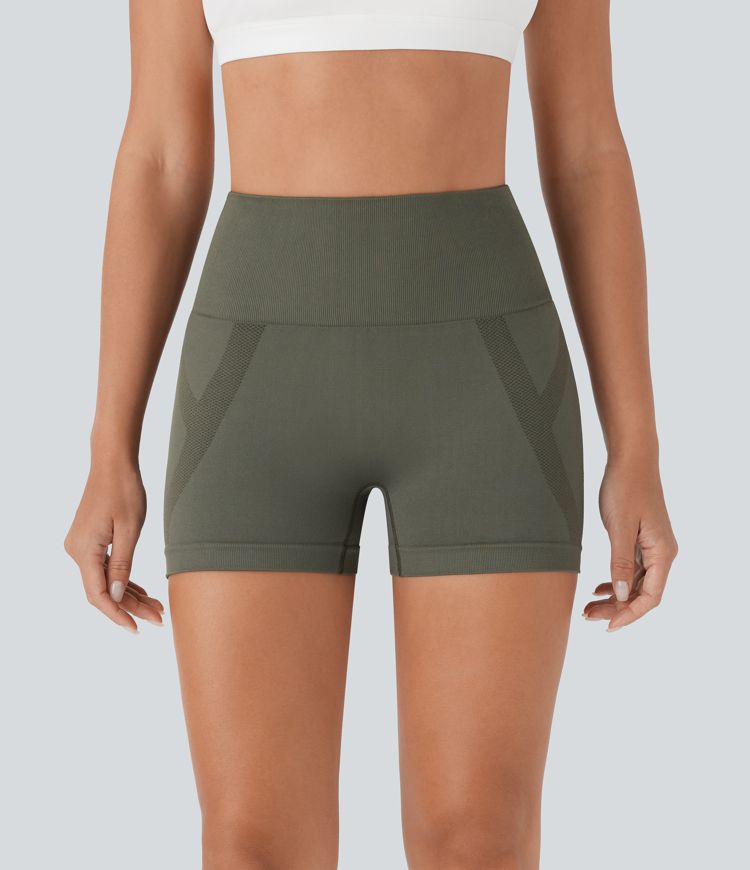 Seamless Flow High Waisted Ruched Yoga Biker Shorts 3''