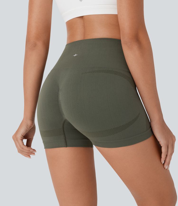 Seamless Flow High Waisted Ruched Yoga Biker Shorts 3''