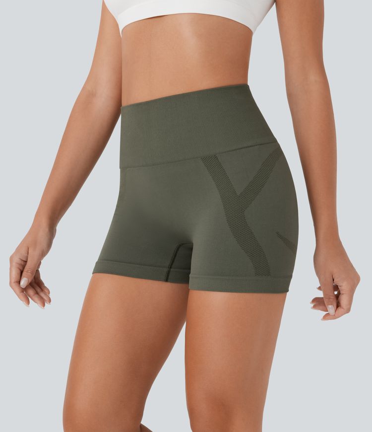 Seamless Flow High Waisted Ruched Yoga Biker Shorts 3''