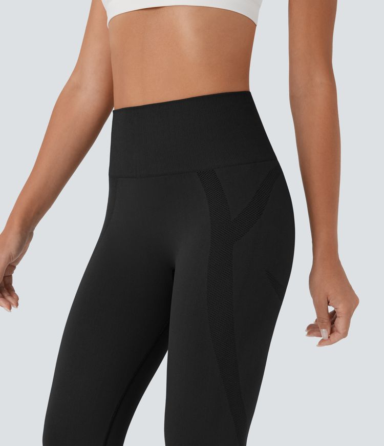 Seamless Flow High Waisted Ruched Capri Yoga Leggings