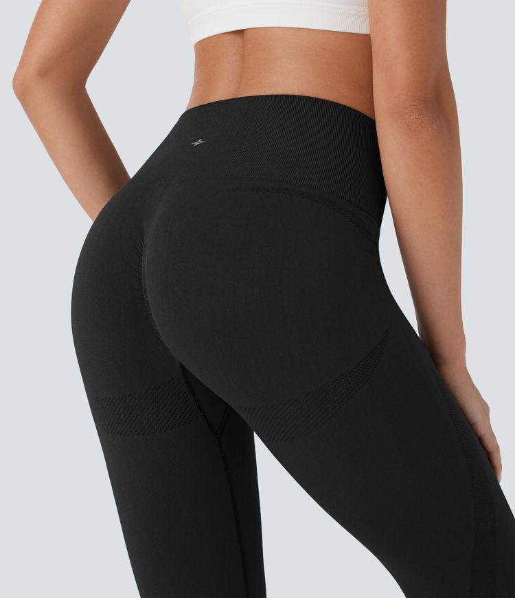 Seamless Flow High Waisted Ruched Capri Yoga Leggings