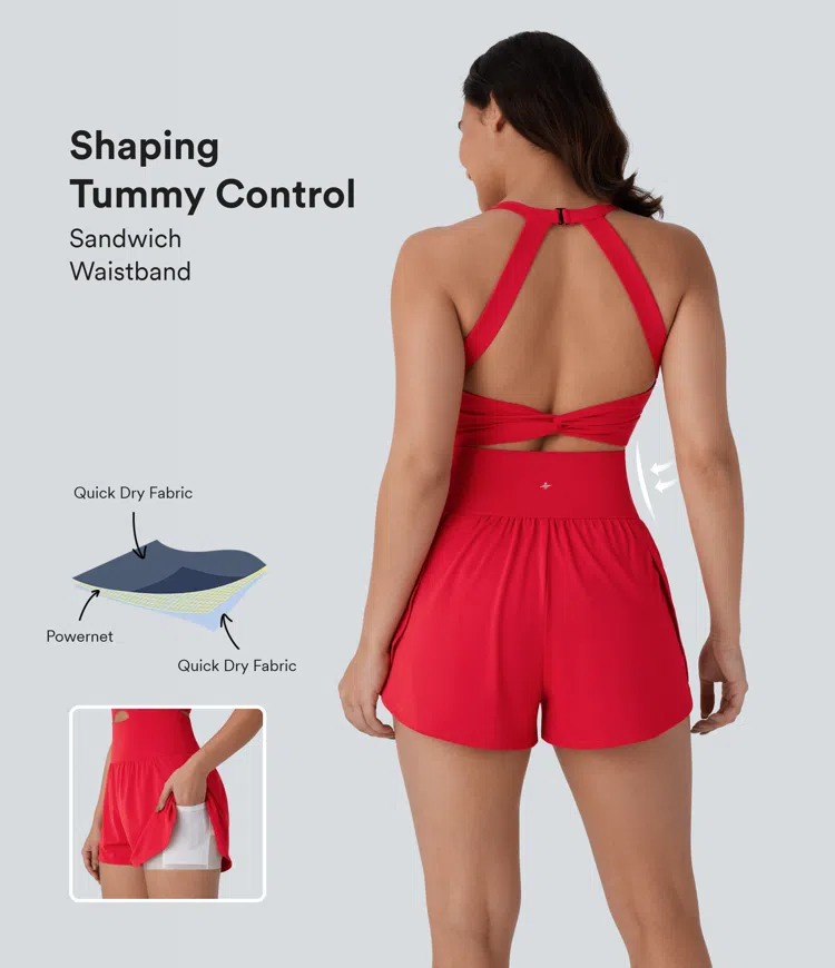 SoftlyZero™ QuickDry  SoCinched Tummy Control 2-in-1 Pocket Yoga Jumpsuit