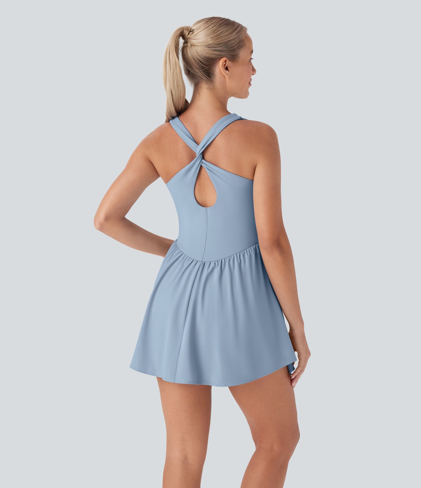 Vestido mini deportivo de pádel Breezeful™ fluido estilo corset 2 en 1 con bolsillos, secado rápido en copas D-F