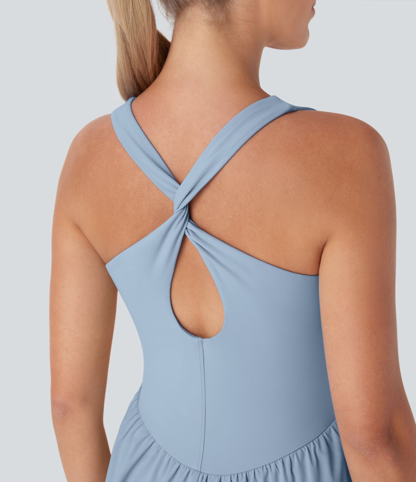 Vestido mini deportivo de pádel Breezeful™ fluido estilo corset 2 en 1 con bolsillos, secado rápido en copas D-F