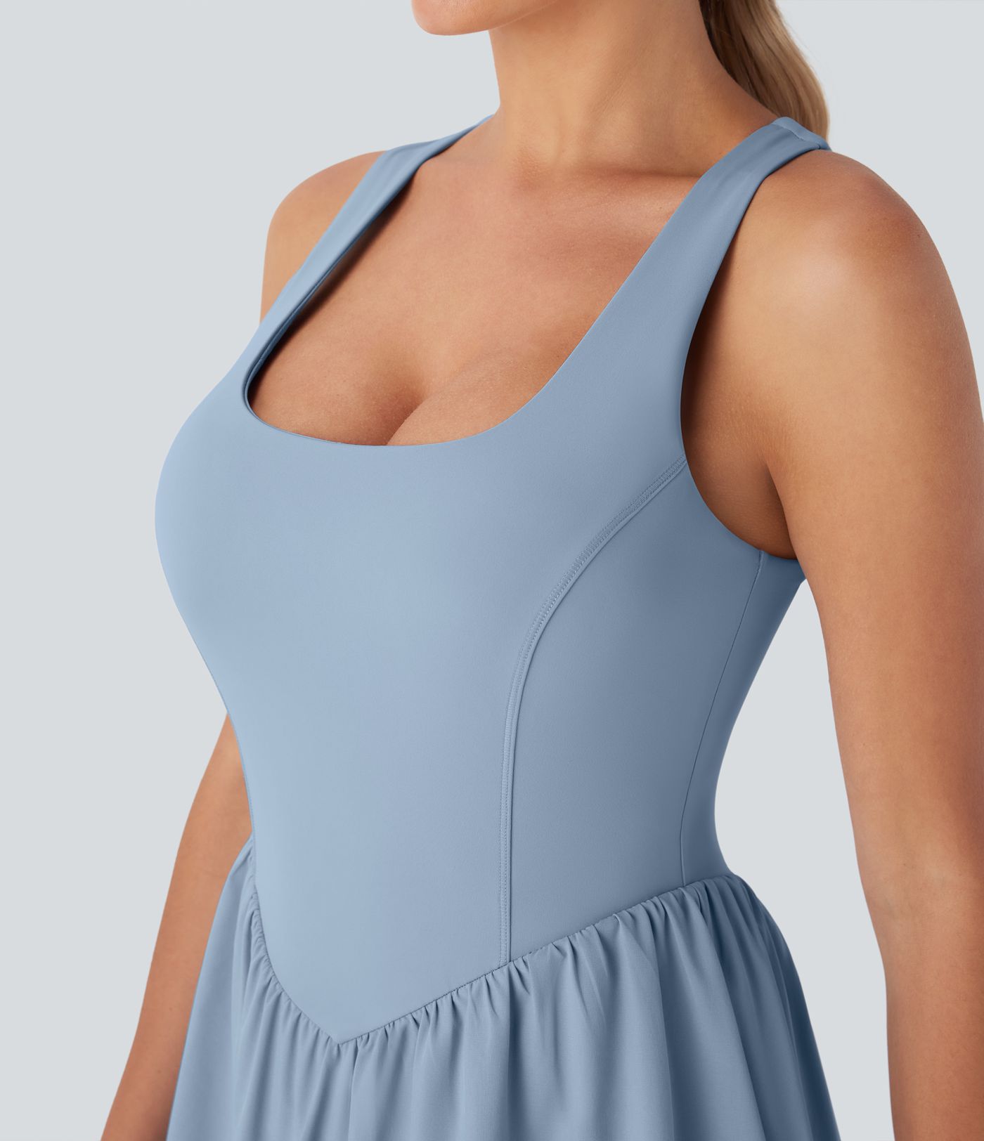 Vestido mini deportivo de pádel Breezeful™ fluido estilo corset 2 en 1 con bolsillos, secado rápido en copas D-F