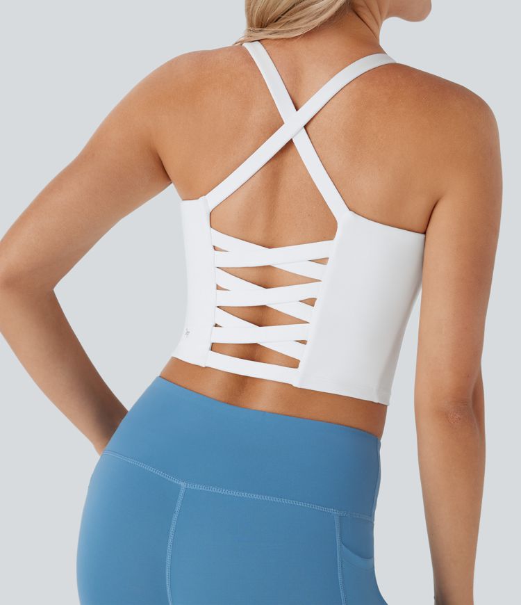 White Verkürztes Yoga-Tanktop - E-G Cups / 1
