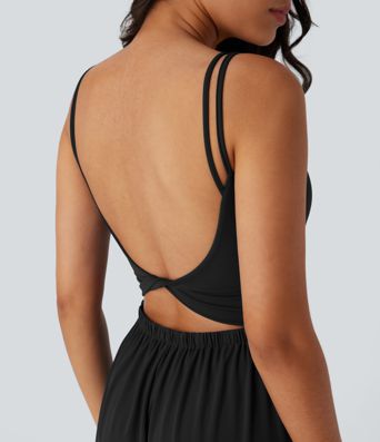 SoftlyZero™ Airy Double Straps Pocket Cool Touch Yoga Jumpsuit-Easy Peezy Edition