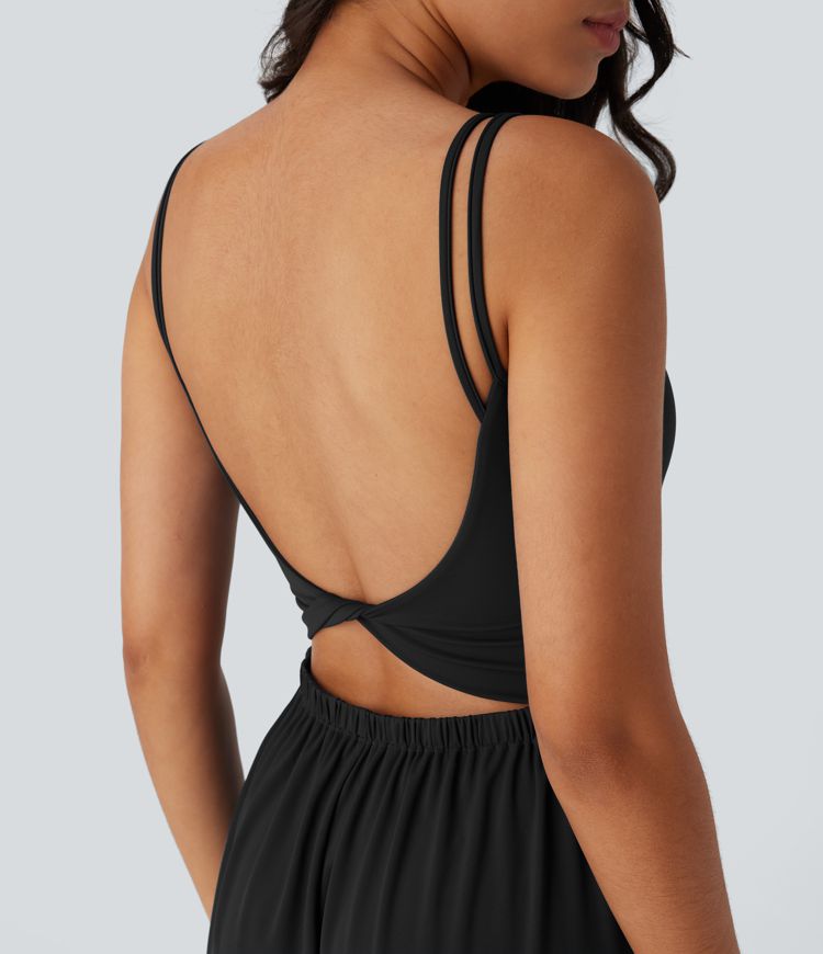 SoftlyZero™ Airy Double Straps Pocket Cool Touch Yoga Jumpsuit-Easy Peezy Edition