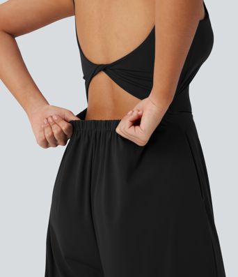 SoftlyZero™ Airy Double Straps Pocket Cool Touch Yoga Jumpsuit-Easy Peezy Edition