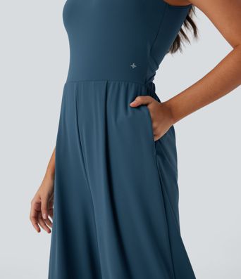 SoftlyZero™ Airy Double Straps Pocket Cool Touch Yoga Jumpsuit-Easy Peezy Edition