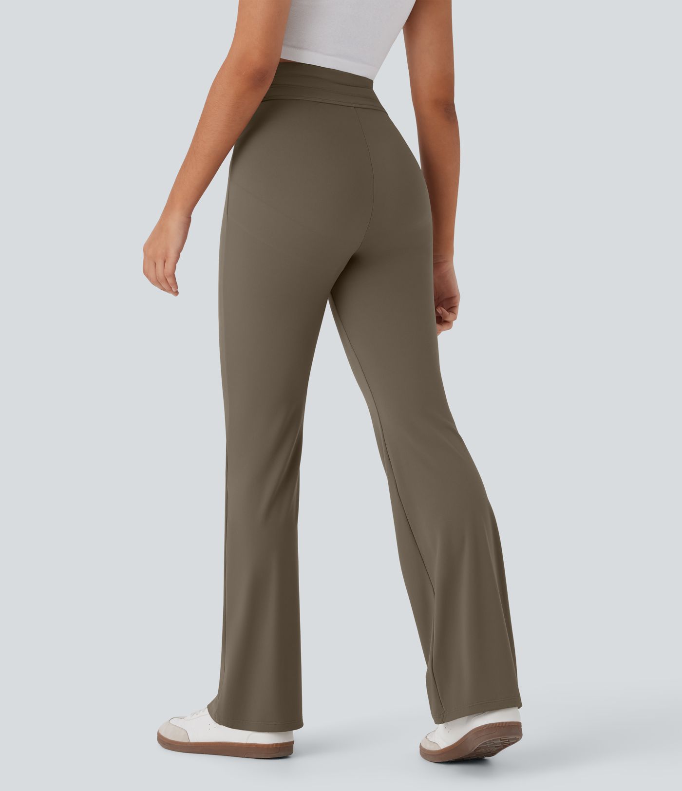 Pantalones casuales de tiro alto moldeadores de abdomen y push-up con cordón ajustable y bolsillo trasero
