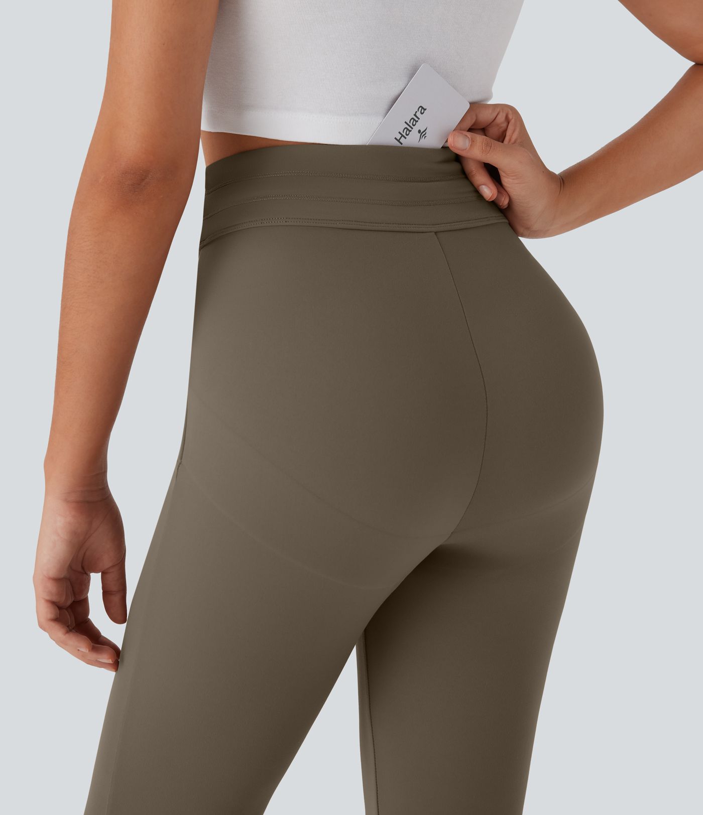 Pantalones casuales de tiro alto moldeadores de abdomen y push-up con cordón ajustable y bolsillo trasero