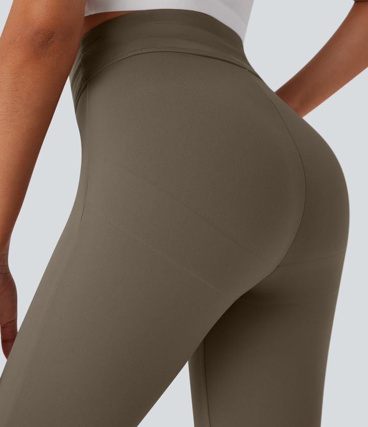 Pantalones casuales de tiro alto moldeadores de abdomen y push-up con cordón ajustable y bolsillo trasero