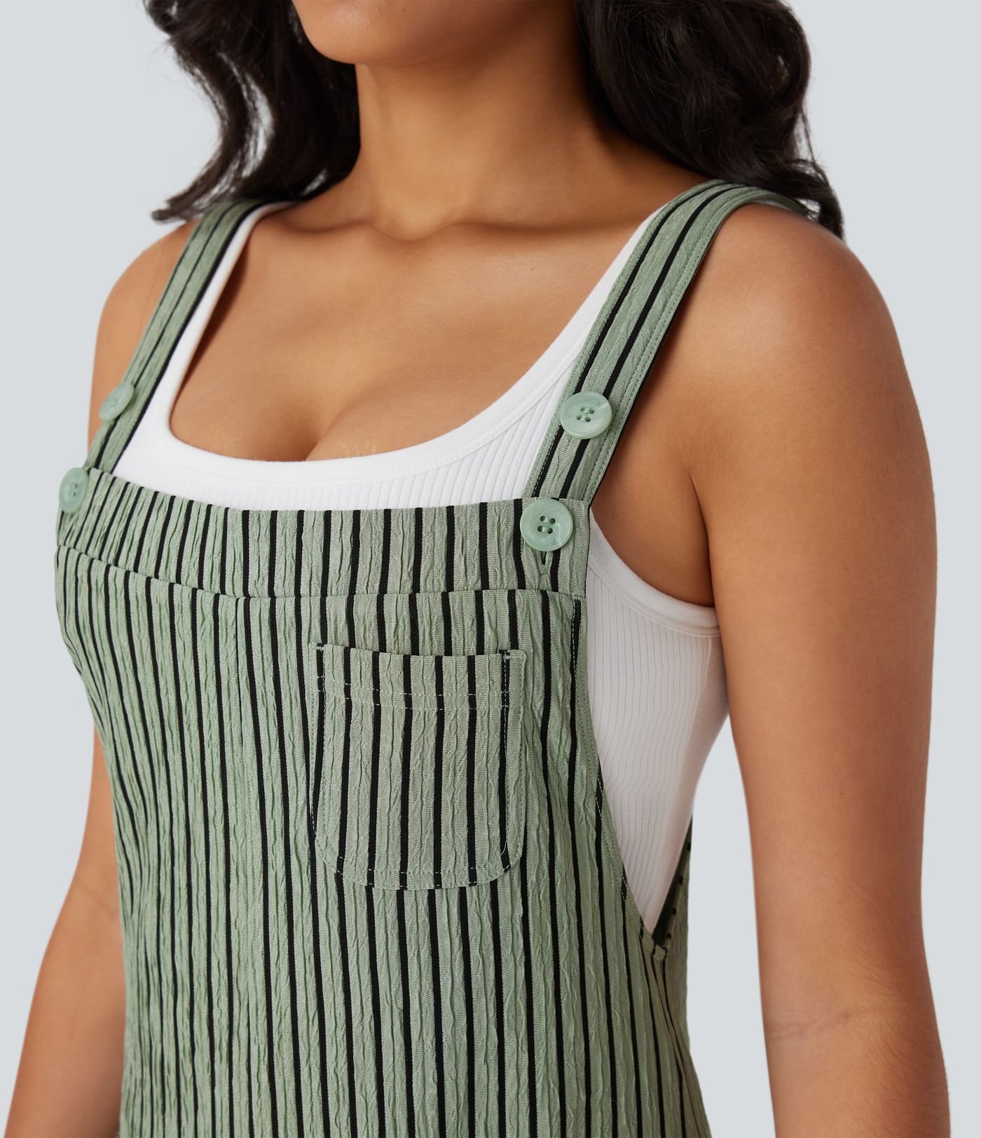 Adjustable Strap Button Multiple Pockets Casual Dungarees