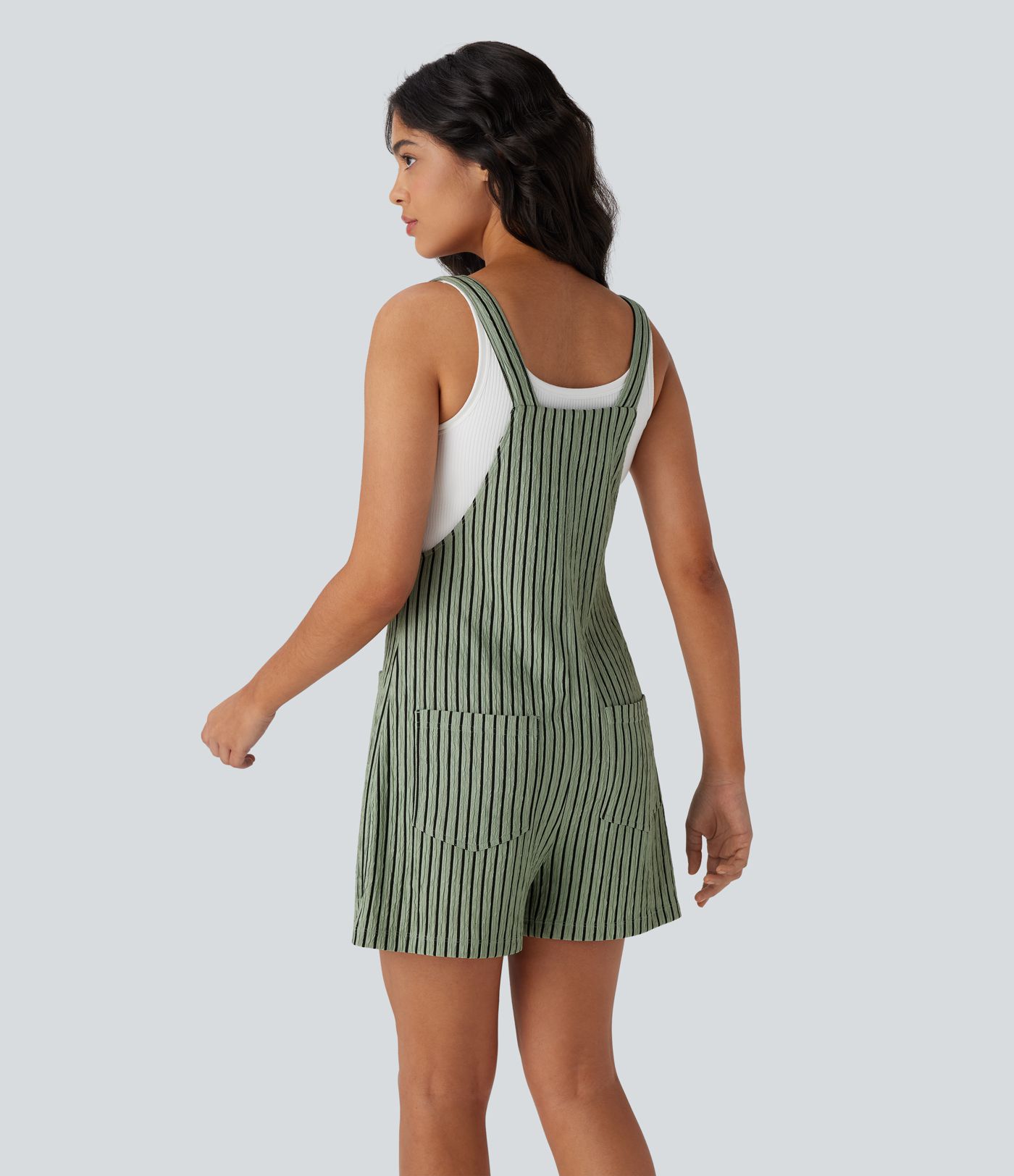 Adjustable Strap Button Multiple Pockets Casual Dungarees