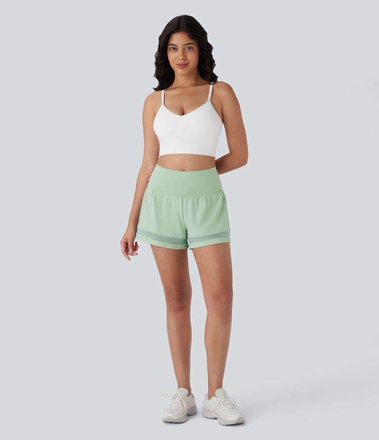 Softlyzero™ Airy Mid Rise 2-in-1 Back & Side Pocket Contrast Mesh  Workout Shorts
