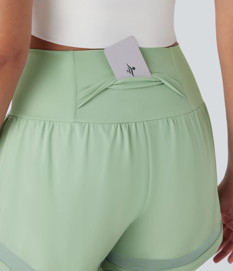 Softlyzero™ Airy Mid Rise 2-in-1 Back & Side Pocket Contrast Mesh  Workout Shorts