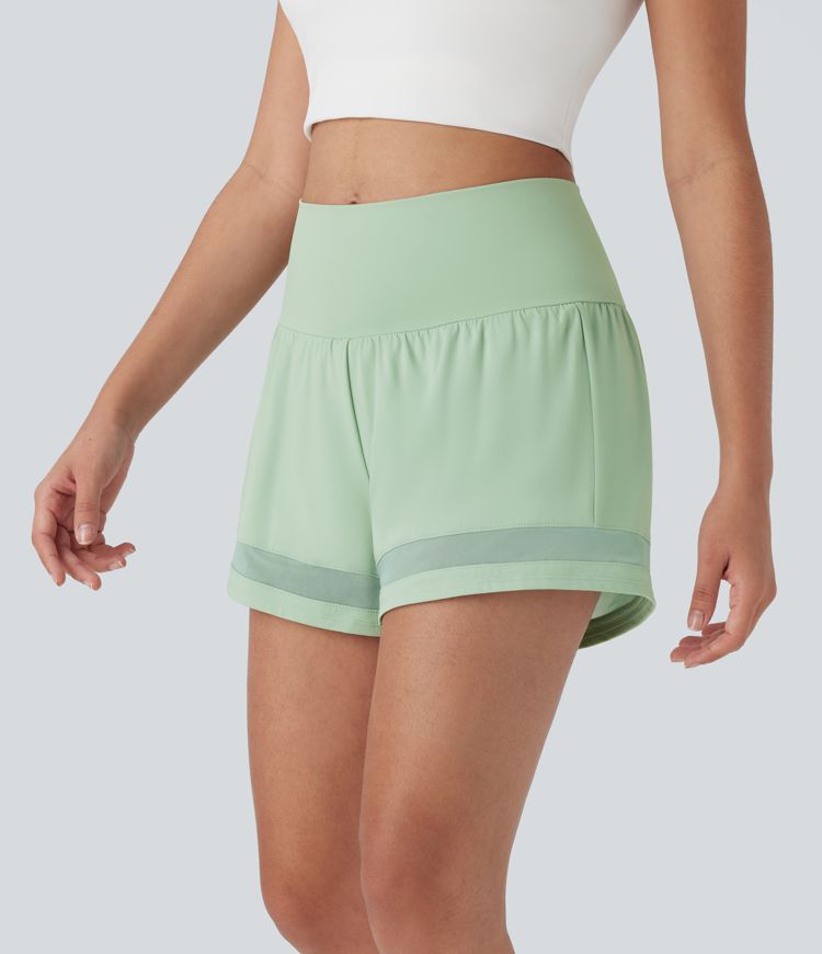 Softlyzero™ Airy Mid Rise 2-in-1 Back & Side Pocket Contrast Mesh  Workout Shorts