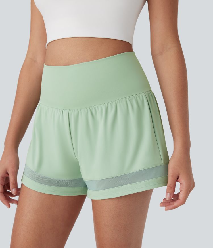 Softlyzero™ Airy Mid Rise 2-in-1 Back & Side Pocket Contrast Mesh  Workout Shorts