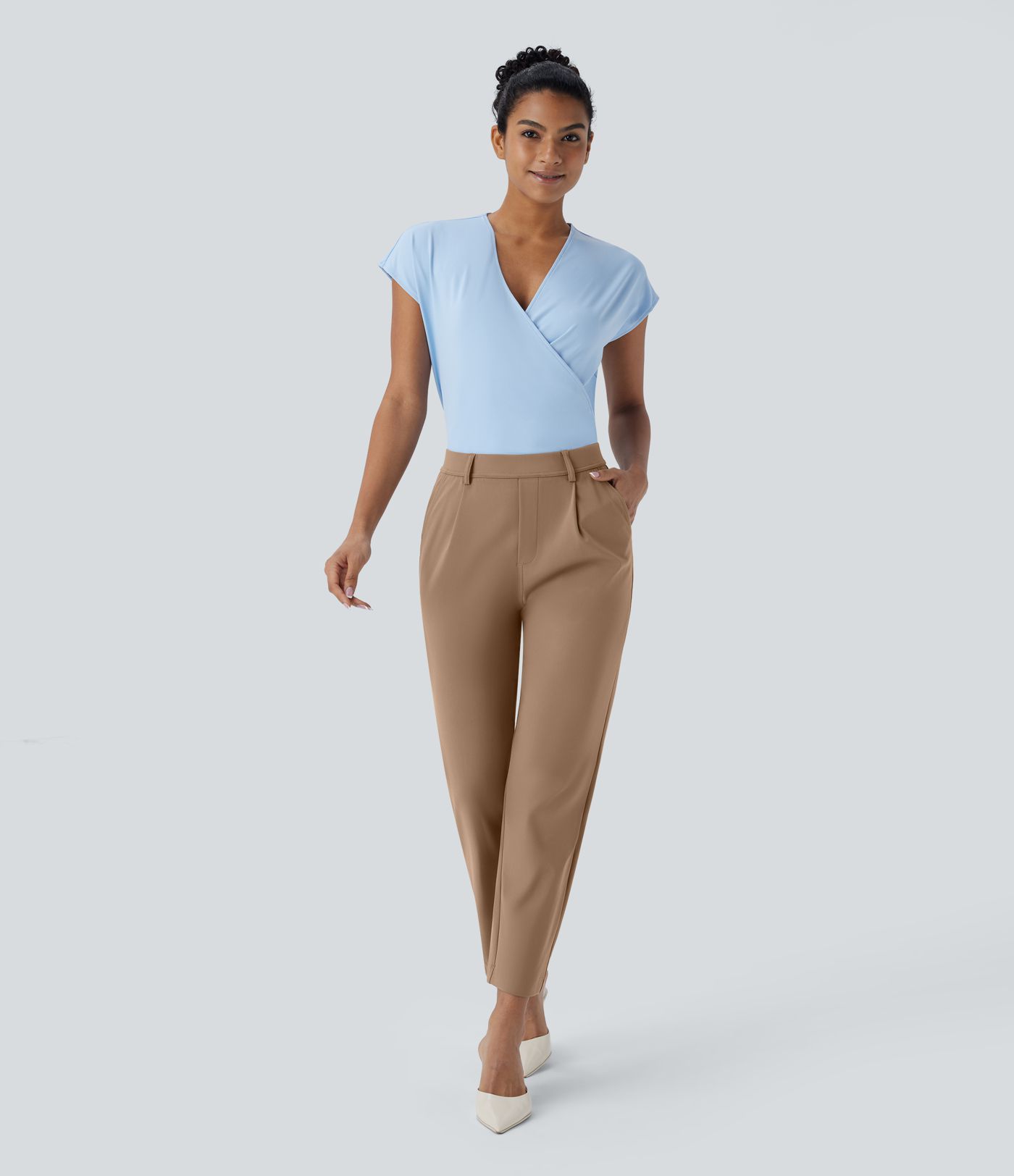 Halara Flex™ DayStretch High Waisted Pocket Ankle Length Tapered Work Trousers
