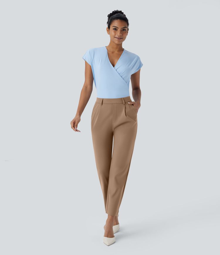 Halara Flex™ DayStretch High Waisted Pocket Ankle Length Tapered Work Trousers