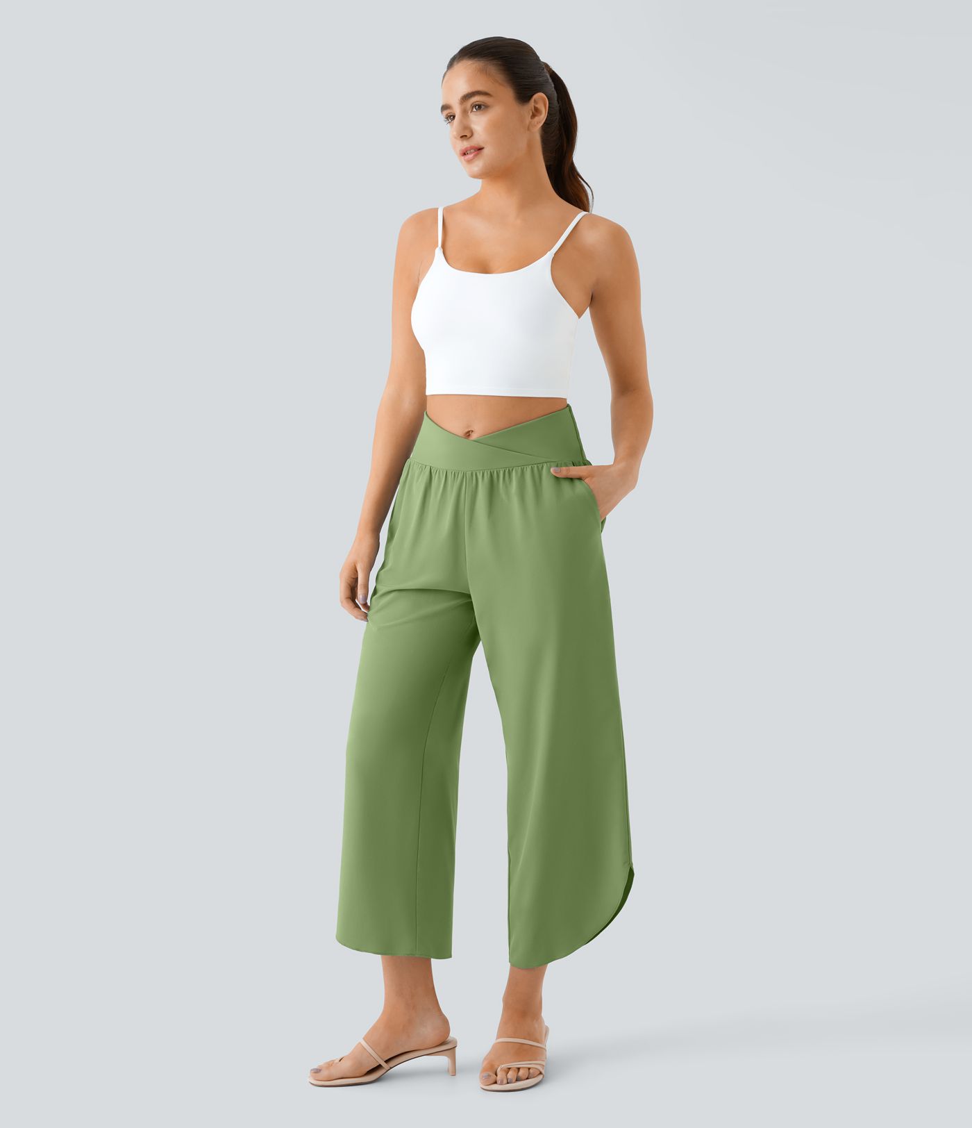 Breezeful™ Hohe Taille Überkreuz-Seitentasche Split Quick Dry Resort Hose