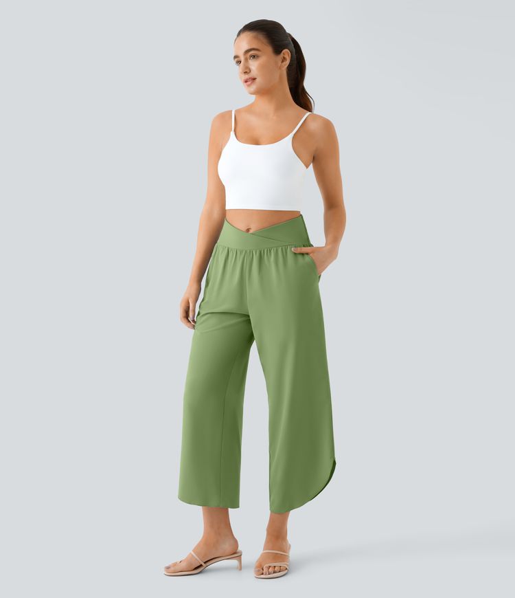 Breezeful™ Hohe Taille Überkreuz-Seitentasche Split Quick Dry Resort Hose